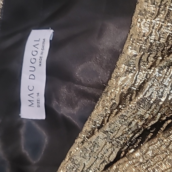 Mac Duggal One Shoulder Bow Midi Dress in Antique Bronze NWT - Picture 5 of 5